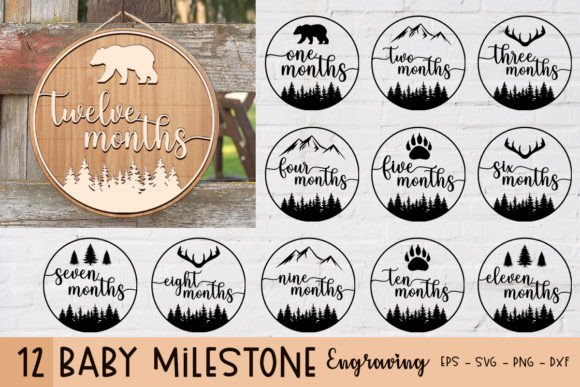 12 Baby Milestone Cards SVG Bundle: A Graphic Asset for Crafts and Branding