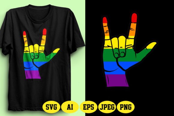 ASL Love You Hand with Pride Flag 3