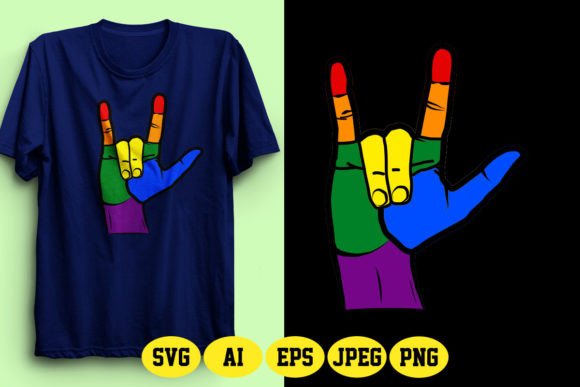 ASL Love You Hand with Pride Flag Graphic for T-Shirt Designs