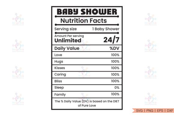 Baby Shower Nutrition Facts SVG Graphics for Crafts
