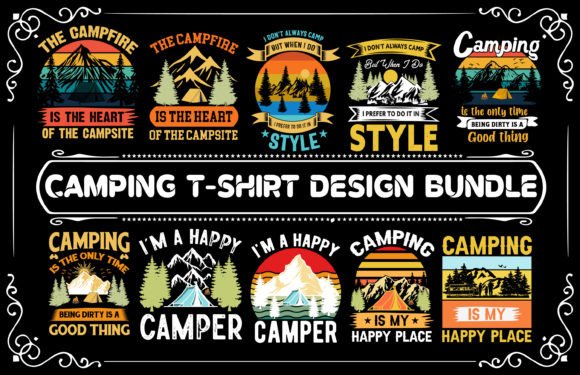 Camping T Shirt Adventure Design Bundle Graphics