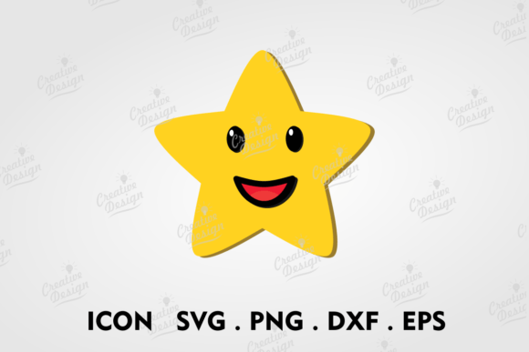 Laughing Yellow Star Emoticon for Crafts and Graphics