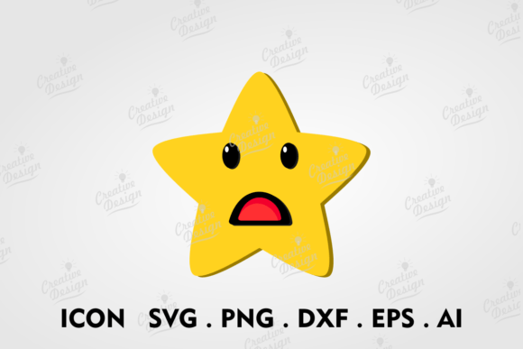 Shocked Yellow Star Emoticon for Graphics and Crafts