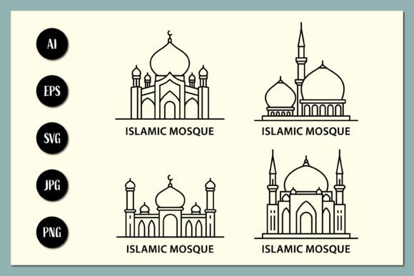 Simple Mosque Line Art for Embroidery