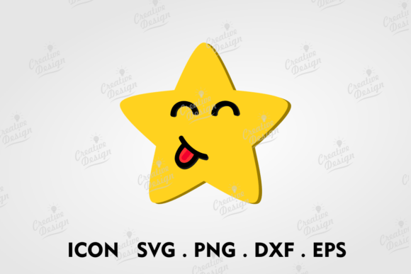 Sticking Tongue out Yellow Star Emoji 2 for Crafts and Graphics