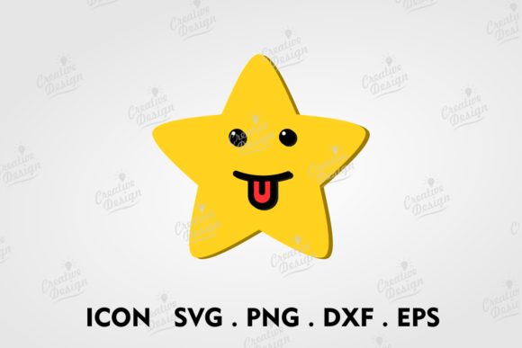 Sticking Tongue out Yellow Star Emoji Graphics for Crafts